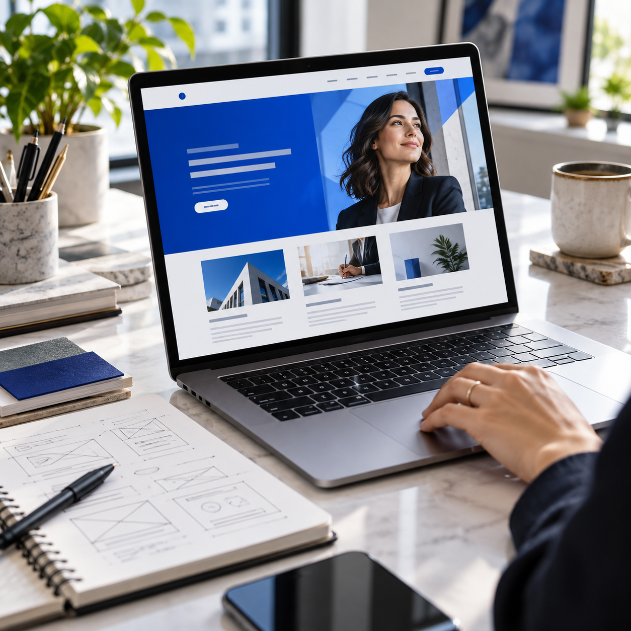 Illustrative website design workspace